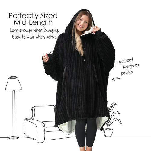 Wearable Blanket Reversible Oversized Warm Blanket Hoodie Sweatshirt Adult Size